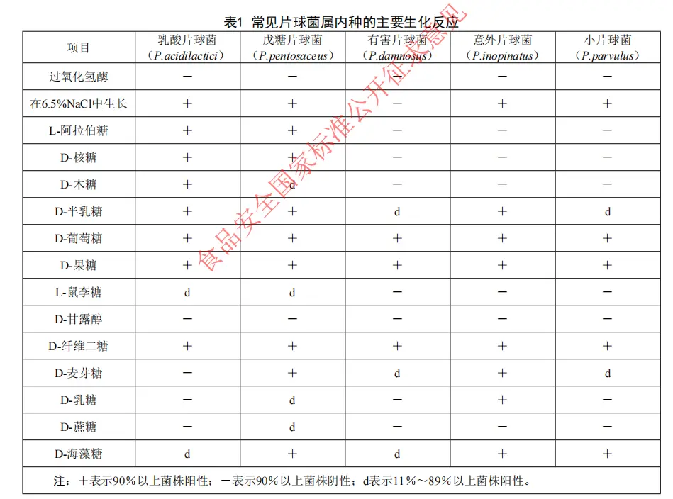 五种常见片球菌的关键生化鉴别点