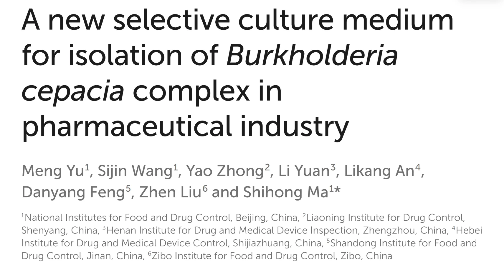 A new selective culture mediumfor isolation of Burkholderiacepacia complex inpharmaceutical industry